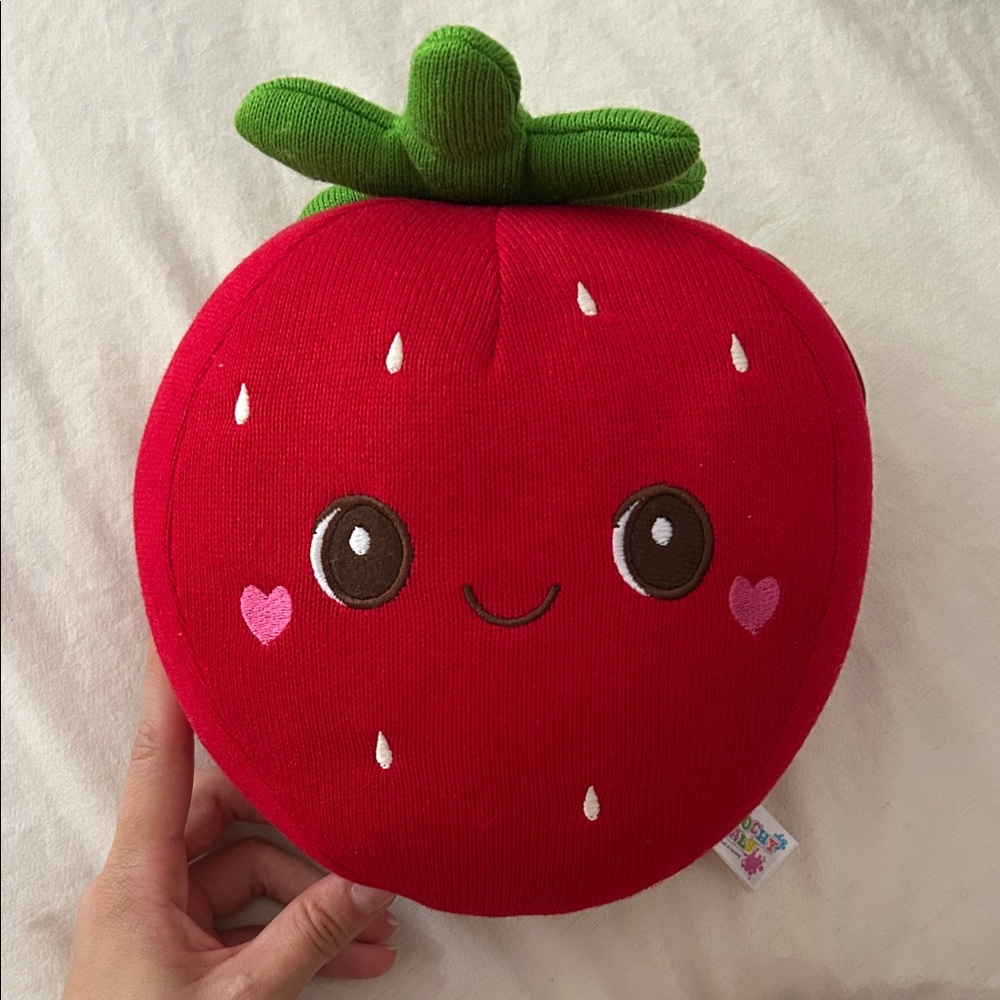 Smiling Strawberry Plush Toy - Red and Green